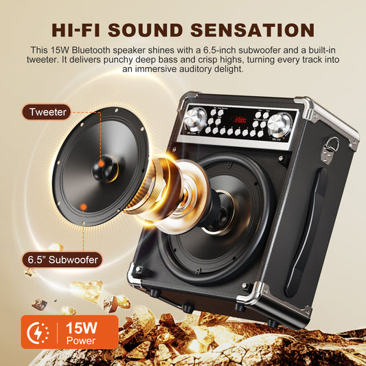 HUABAO A118 Karaoke Machine with 2 Wireless Microphones, Portable Bluetooth Speaker of Adults & Kids, PA System with Remote & Lights, Bass/Treble Control, Support USB/AUX/TF/FM, Party Speaker for Home