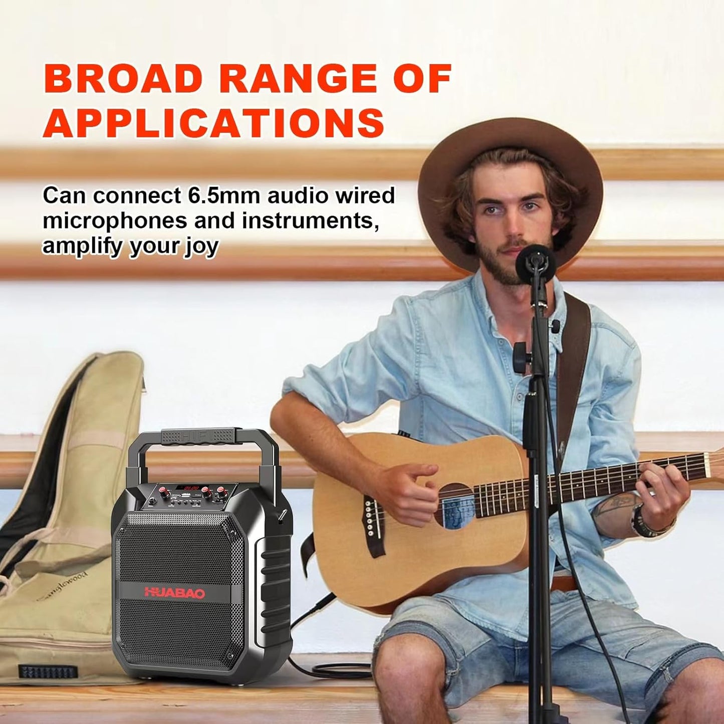 HUABAO All-in-One Karaoke Machine with Wireless Microphone - Portable Bluetooth Speaker for Home Party & Outdoor Use, PA System with Remote, TF/USB/FM/AUX Support for Adults and Kids