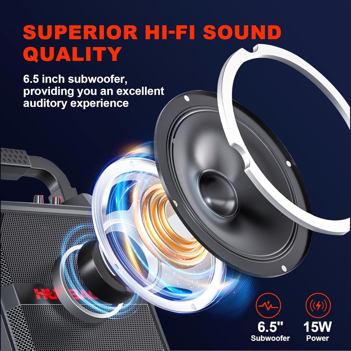 HUABAO All-in-One Karaoke Machine with Wireless Microphone - Portable Bluetooth Speaker for Home Party & Outdoor Use, PA System with Remote, TF/USB/FM/AUX Support for Adults and Kids