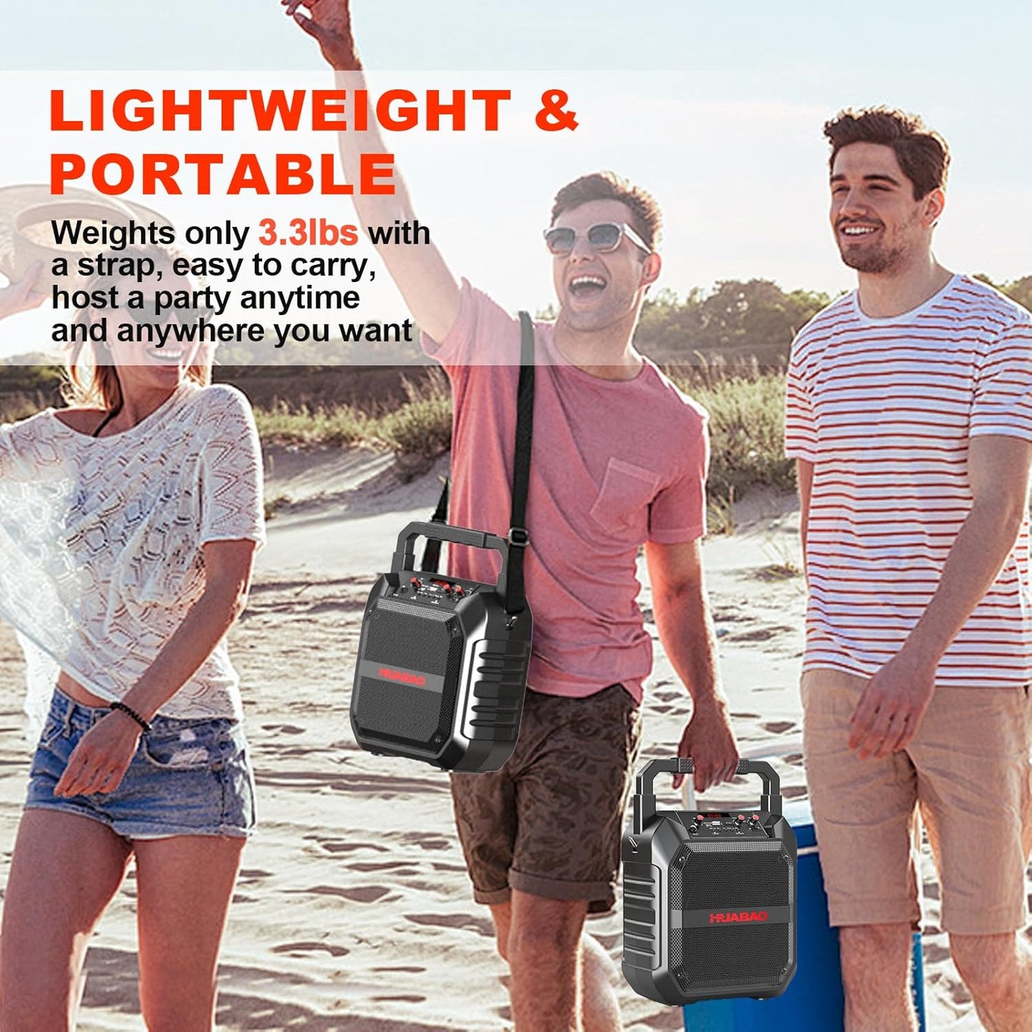 HUABAO All-in-One Karaoke Machine with Wireless Microphone - Portable Bluetooth Speaker for Home Party & Outdoor Use, PA System with Remote, TF/USB/FM/AUX Support for Adults and Kids