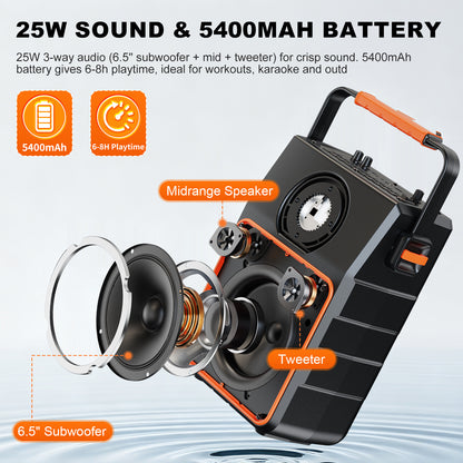 HUABAO A119 Portable Karaoke Machine with 10.1” Rotatable HD Screen, Wireless Screen Mirroring for iOS & Android, Bluetooth Speaker with Lyrics Display