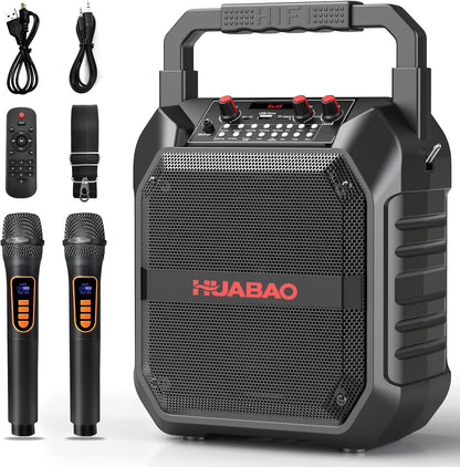 HUABAO All-in-One Karaoke Machine with Wireless Microphone - Portable Bluetooth Speaker for Home Party & Outdoor Use, PA System with Remote, TF/USB/FM/AUX Support for Adults and Kids