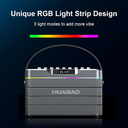 HUABAO 100W Karaoke Machine with 2 Wireless Mics - Bluetooth Speaker with Super Bass, LED Lights, TWS Pairing & Pro Sound Controls for Home and Party Use